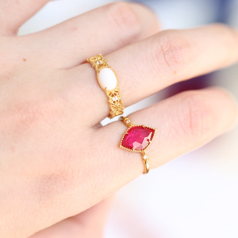 Olivenorma Natural Garnet Ring Earrings Necklace Jewelry Set - image 3