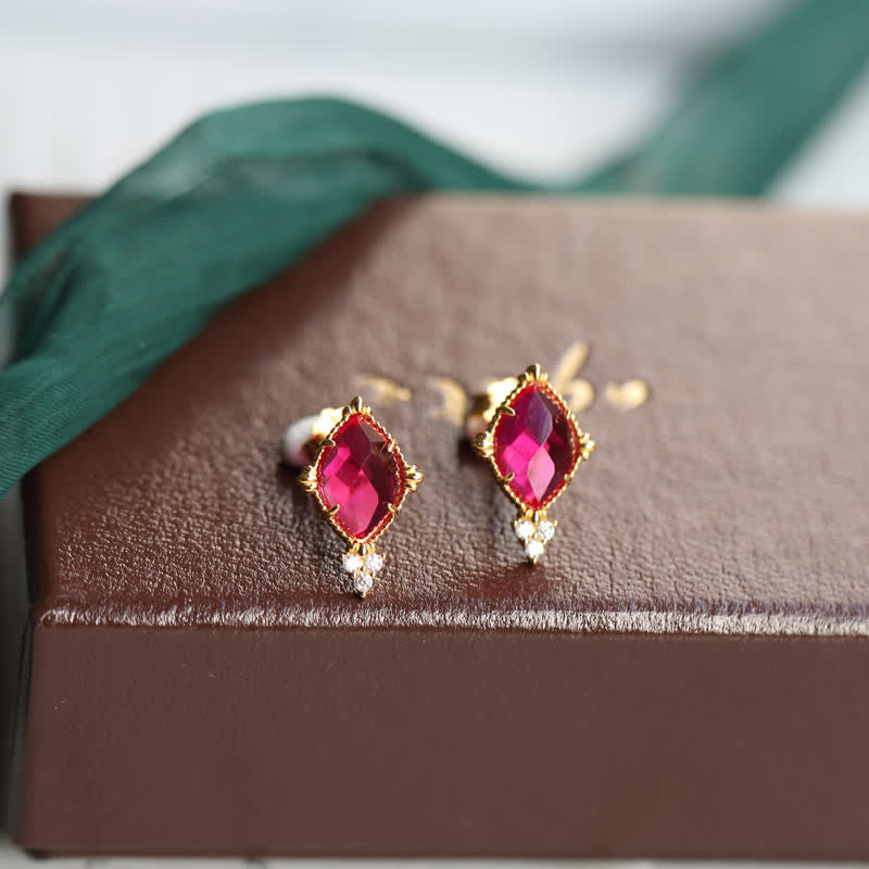 Olivenorma Natural Garnet Ring Earrings Necklace Jewelry Set - Earrings - image 5