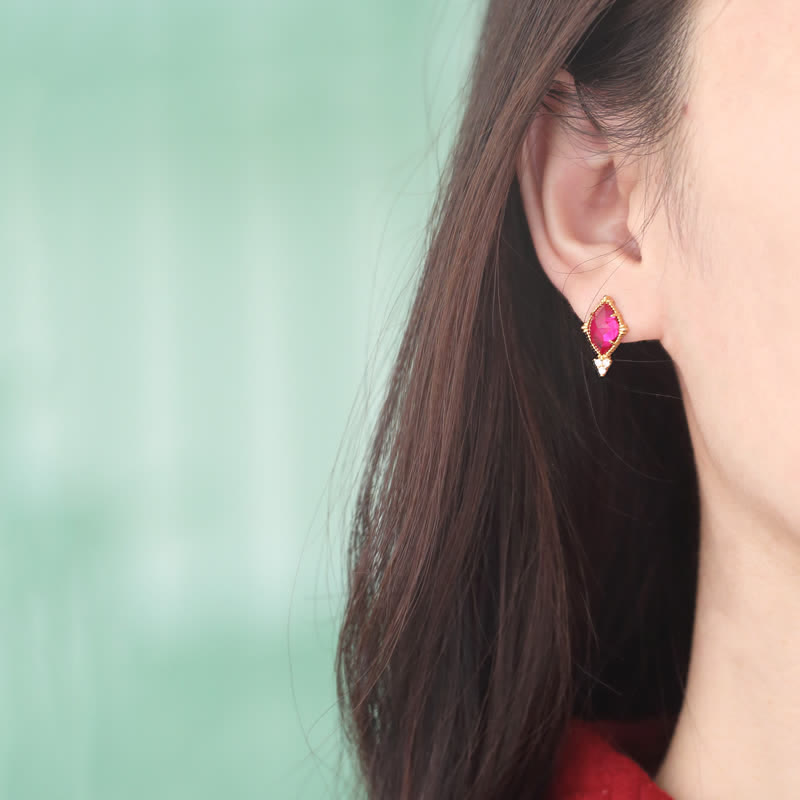 Olivenorma Natural Garnet Ring Earrings Necklace Jewelry Set - image 7