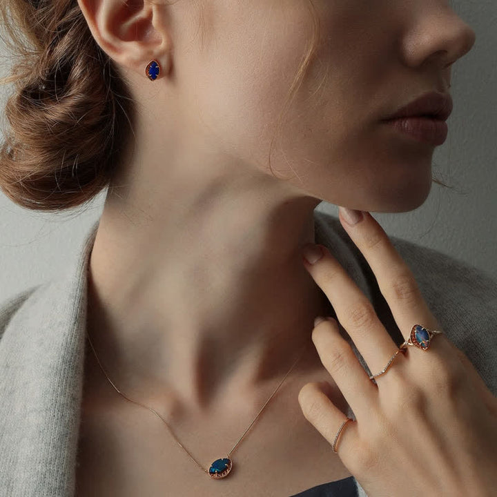 Olivenorma Natural Blue Opal Marquise Shape Jewelry Set - image 3