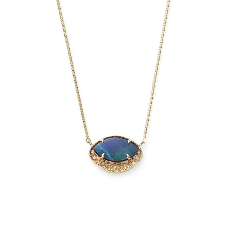 Olivenorma Natural Blue Opal Marquise Shape Jewelry Set - Necklace - image 1