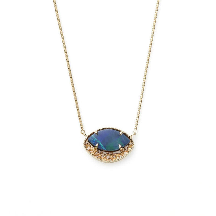 Olivenorma Natural Blue Opal Marquise Shape Jewelry Set - Necklace - image 1