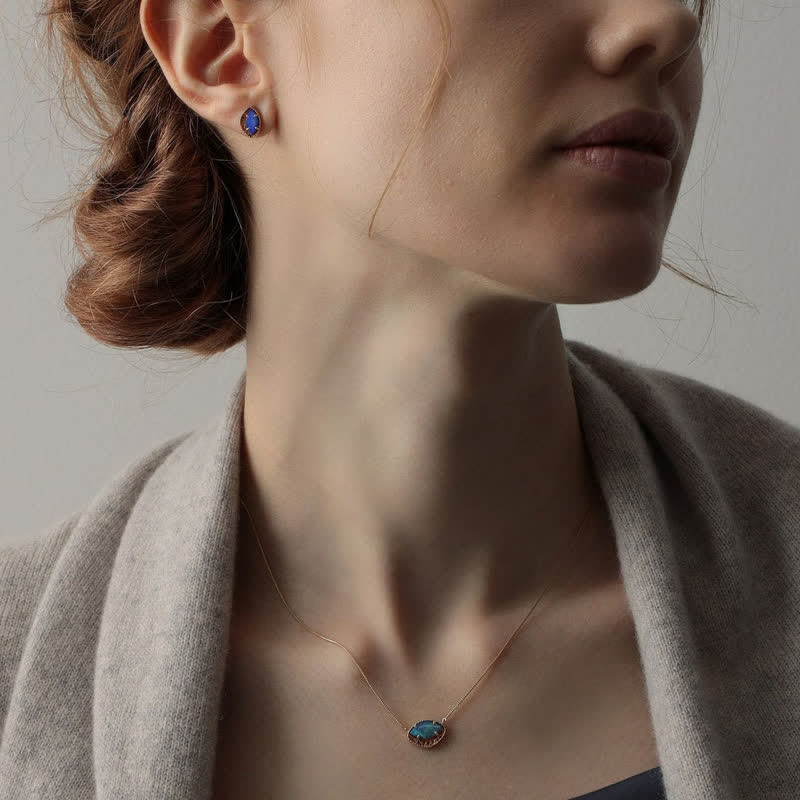 Olivenorma Natural Blue Opal Marquise Shape Jewelry Set - image 2