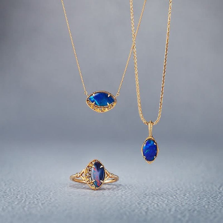 Olivenorma Natural Blue Opal Marquise Shape Jewelry Set - image 0