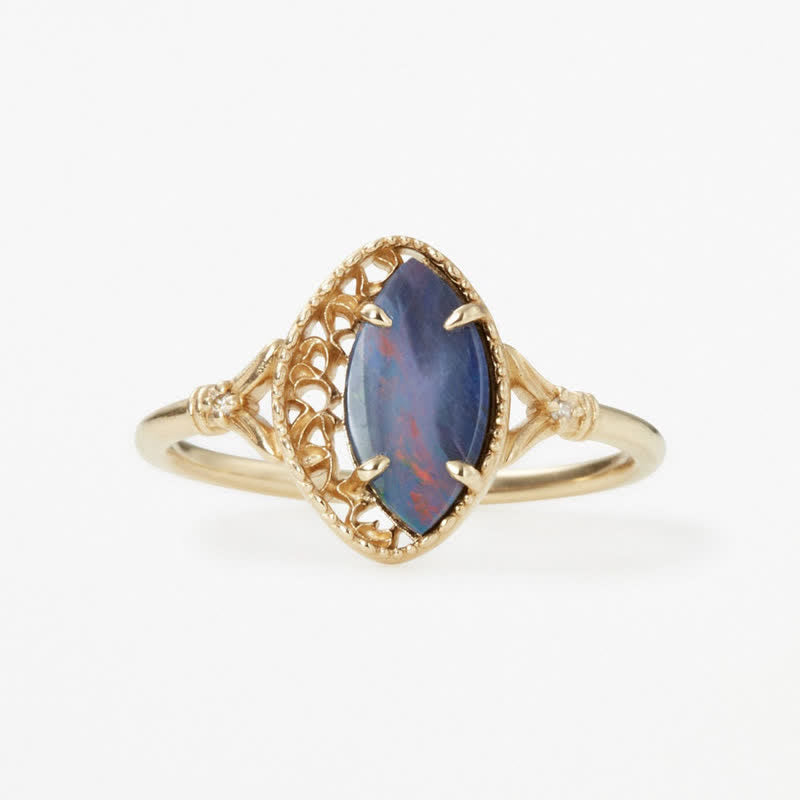 Olivenorma Natural Blue Opal Marquise Shape Jewelry Set - Ring-Size 8 - image 7
