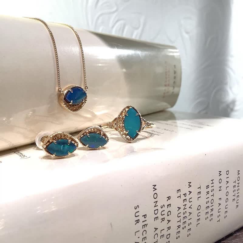Olivenorma Natural Blue Opal Marquise Shape Jewelry Set - image 8