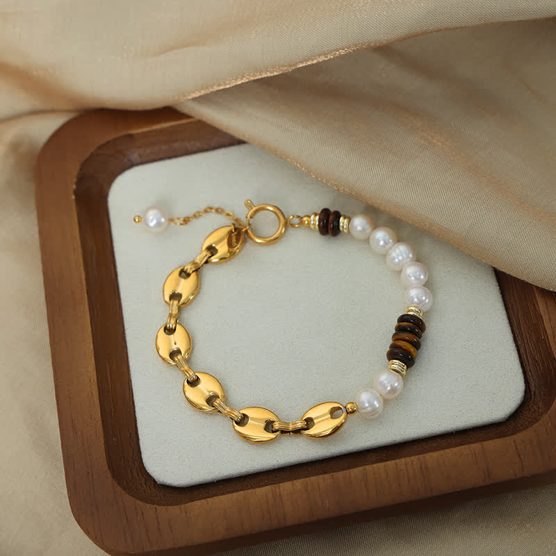 Olivenorma Natural Tiger Eye Freshwater Pearl Jewelry Set - Bracelet - image 1