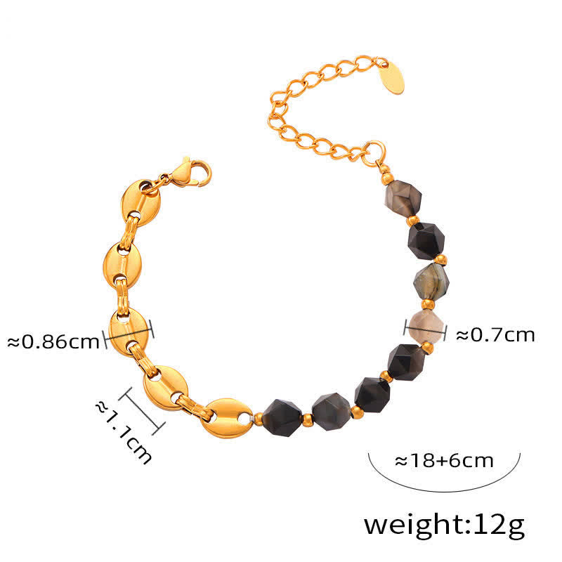 Olivenorma Natural Gray Agate Necklace Bracelet Jewelry Set - Bracelet - image 1