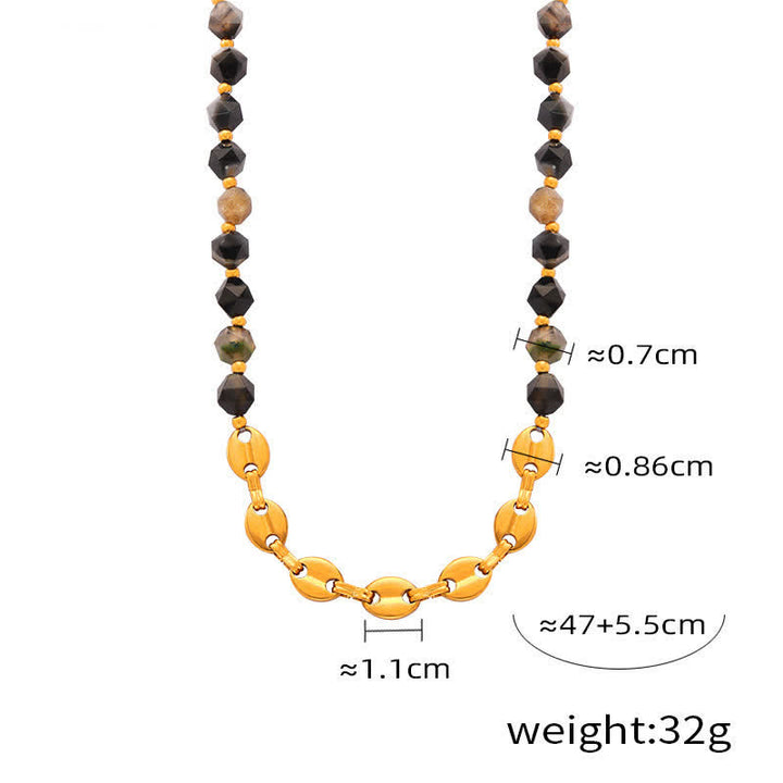Olivenorma Natural Gray Agate Necklace Bracelet Jewelry Set - Necklace - image 3