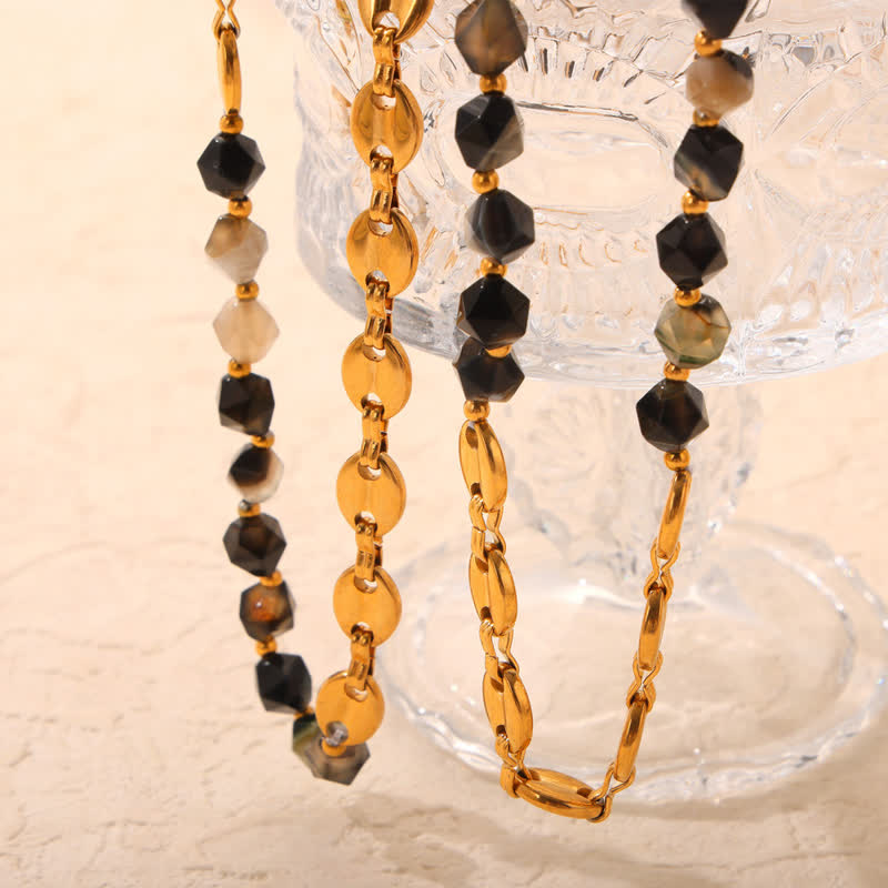 Olivenorma Natural Gray Agate Necklace Bracelet Jewelry Set - image 8