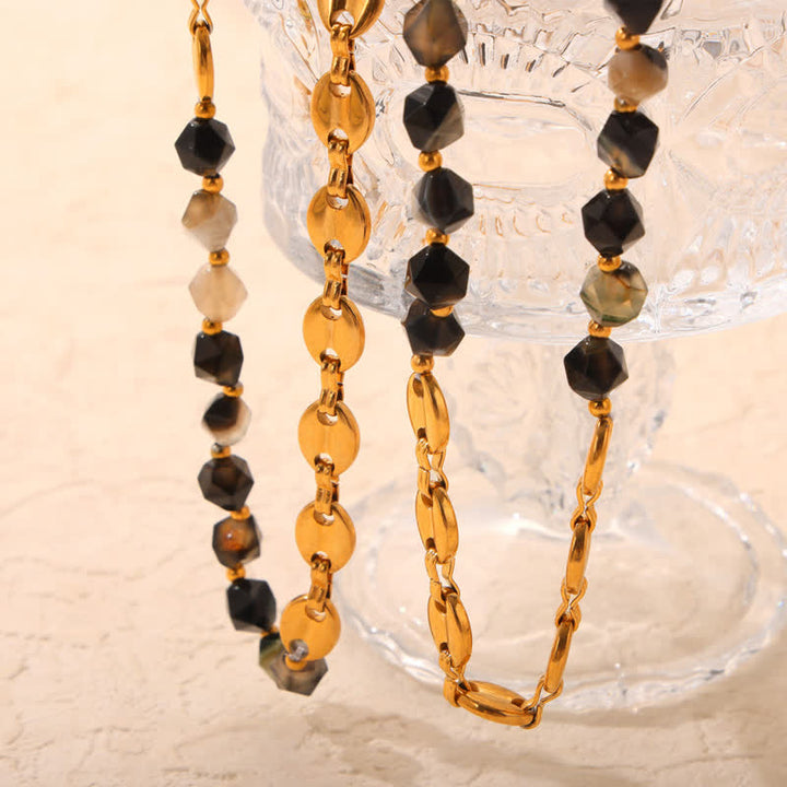 Olivenorma Natural Gray Agate Necklace Bracelet Jewelry Set - image 8