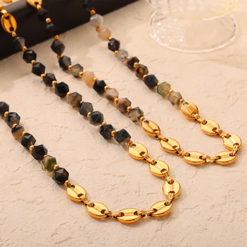 Olivenorma Natural Gray Agate Necklace Bracelet Jewelry Set - image 7