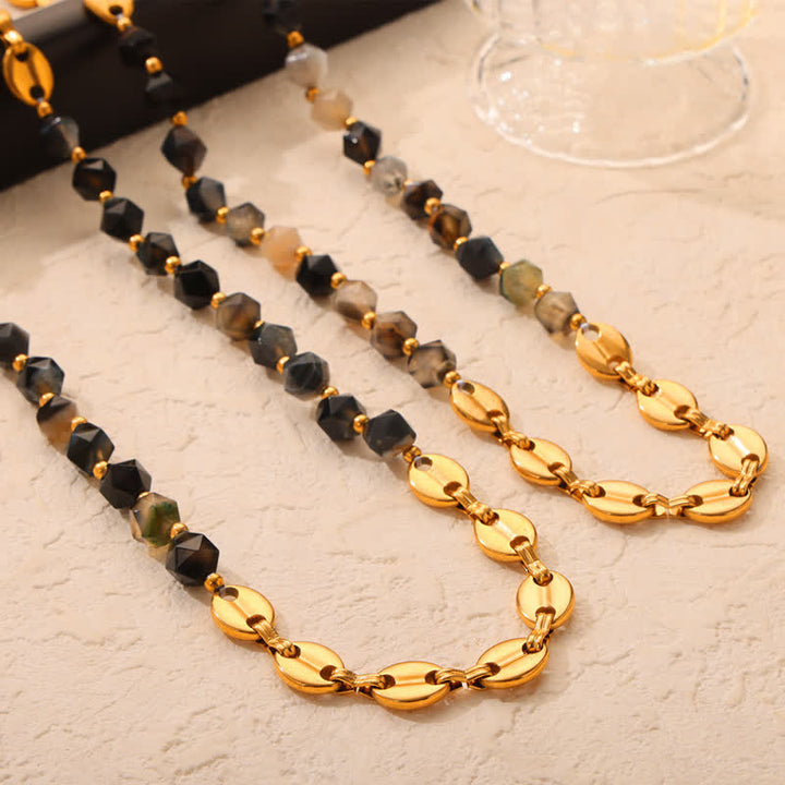 Olivenorma Natural Gray Agate Necklace Bracelet Jewelry Set - image 7