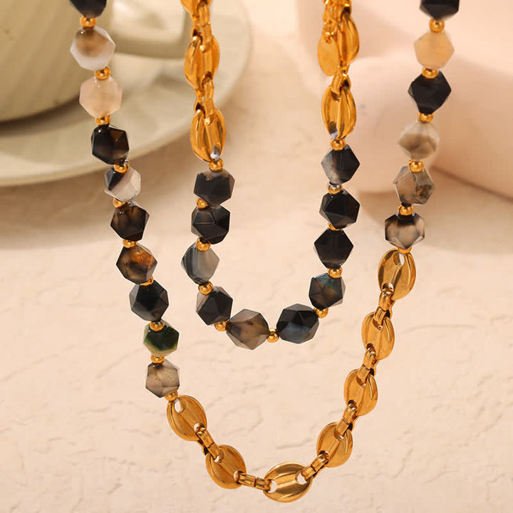 Olivenorma Natural Gray Agate Necklace Bracelet Jewelry Set - image 9