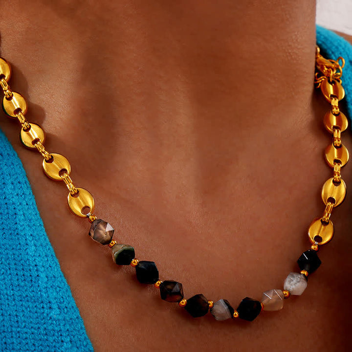 Olivenorma Natural Gray Agate Necklace Bracelet Jewelry Set - image 4