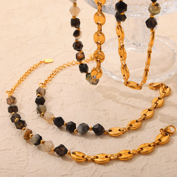 Olivenorma Natural Gray Agate Necklace Bracelet Jewelry Set - image 11