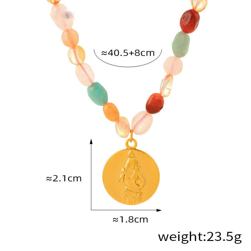 Olivenorma Colored Natural Stone Titanium Steel Necklace - Tourmaline - image 9