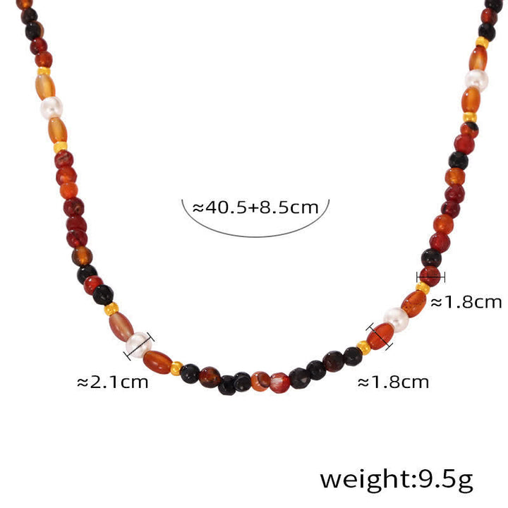 Olivenorma Colored Natural Stone Titanium Steel Necklace - Agate - image 11