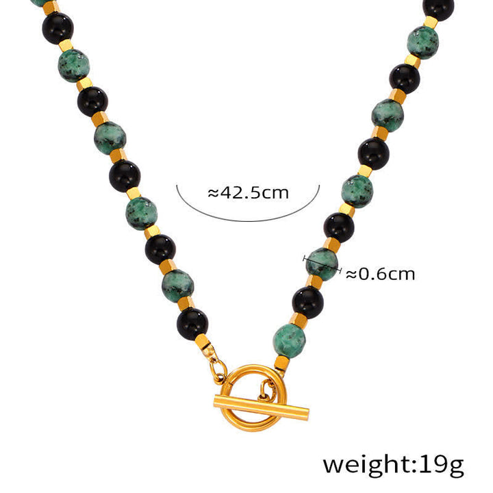 Olivenorma Colored Natural Stone Titanium Steel Necklace - African Turquoise - image 4