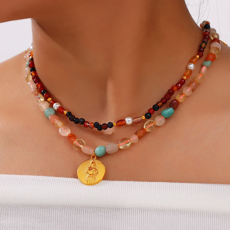 Olivenorma Colored Natural Stone Titanium Steel Necklace - image 1