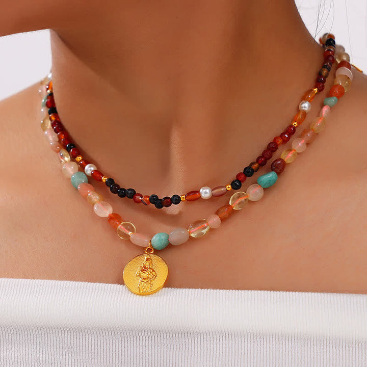 Olivenorma Colored Natural Stone Titanium Steel Necklace - image 1