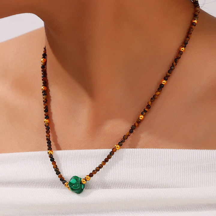 Olivenorma Colored Natural Stone Titanium Steel Necklace - image 7