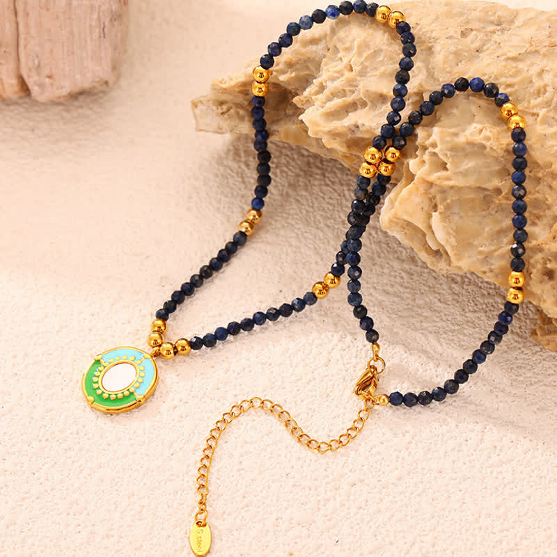 Olivenorma Colored Natural Stone Titanium Steel Necklace - image 17