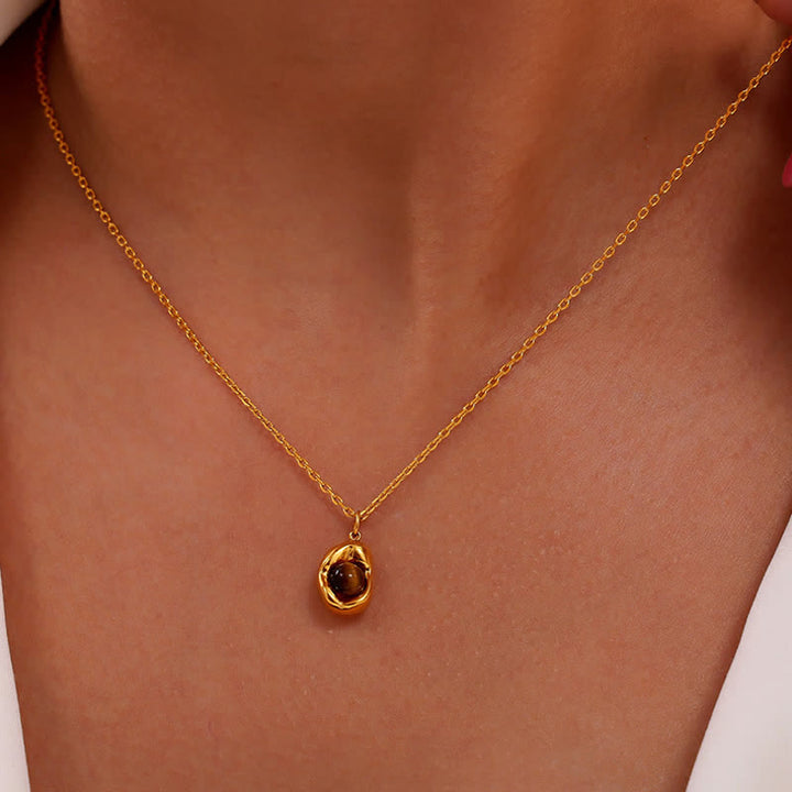 Olivenorma Natural Tiger Eye Irregular Titanium Steel Jewelry Set - image 5