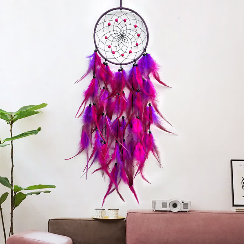 Olivenorma Nordic Style Handwoven Colorful Feather Dream Catcher - Purple - image 2