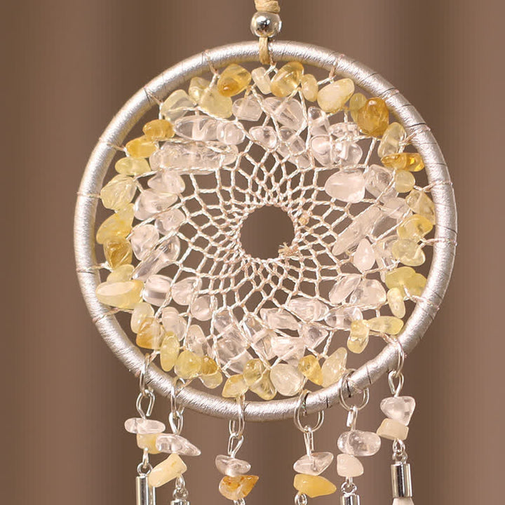 Olivenorma Citrine Clear Crystal Beaded Braided Feather Dream Catcher - image 2