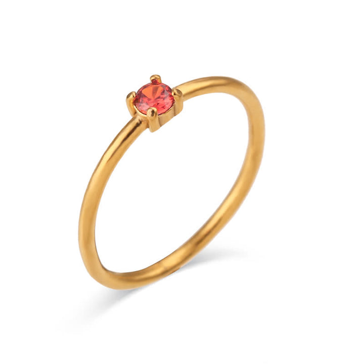 Olivenorma Simple Birthstone Stainless Steel Plated 18k Ring - January-Garnet - 10 - image 1