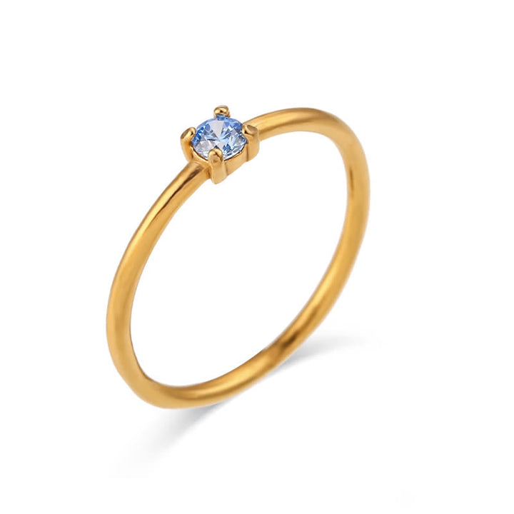 Olivenorma Simple Birthstone Stainless Steel Plated 18k Ring - March-Aquamarine - 10 - image 5