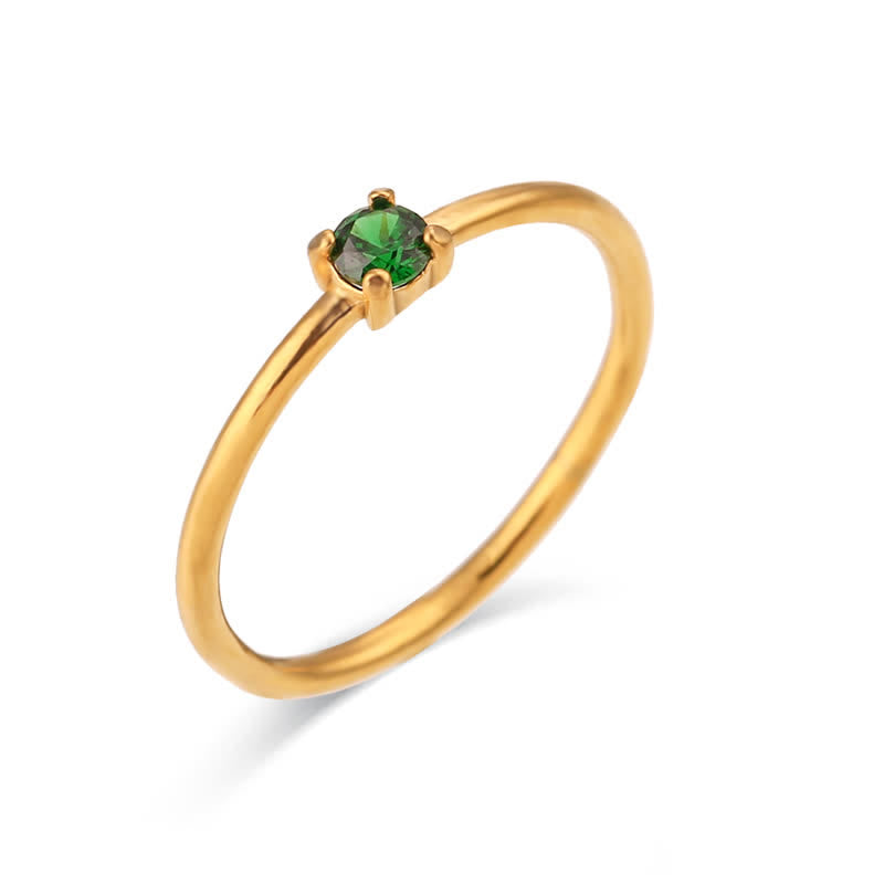 Olivenorma Simple Birthstone Stainless Steel Plated 18k Ring - May-Emerald - 10 - image 9