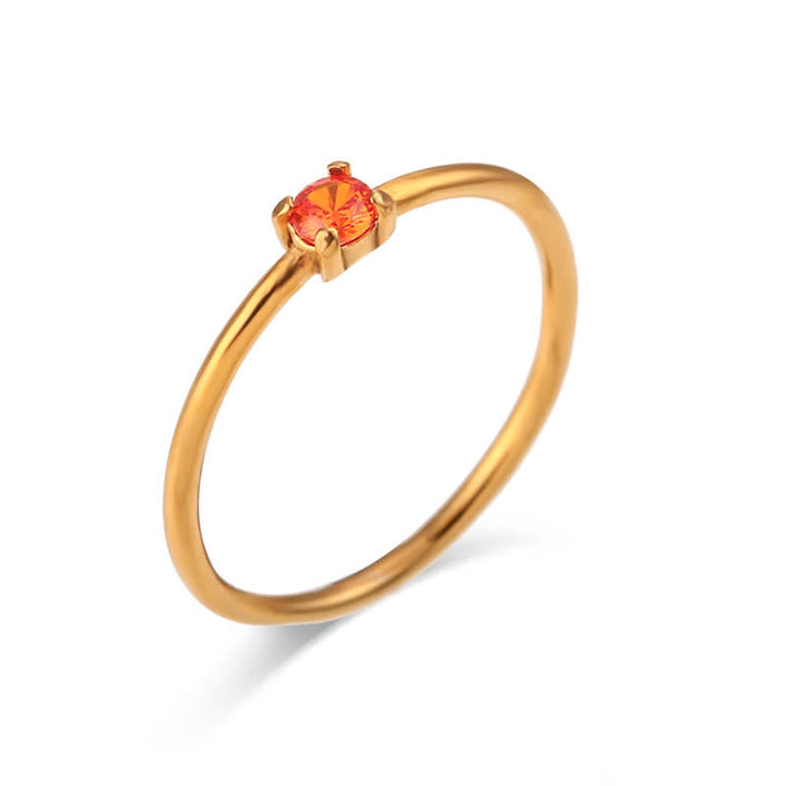 Olivenorma Simple Birthstone Stainless Steel Plated 18k Ring - July-Ruby Quartz - 10 - image 13