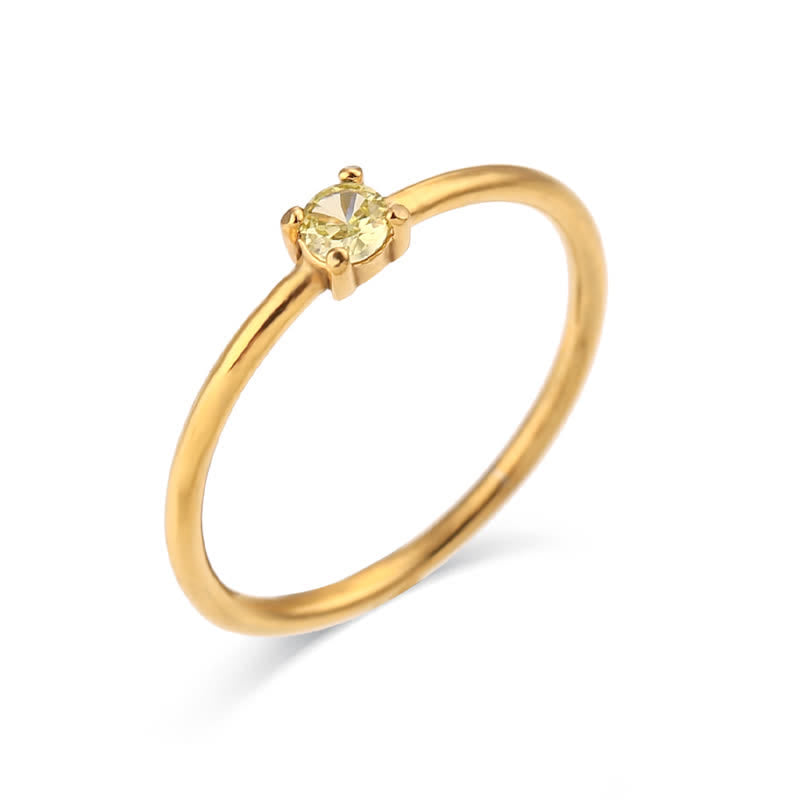 Olivenorma Simple Birthstone Stainless Steel Plated 18k Ring - August-Peridot - 10 - image 15