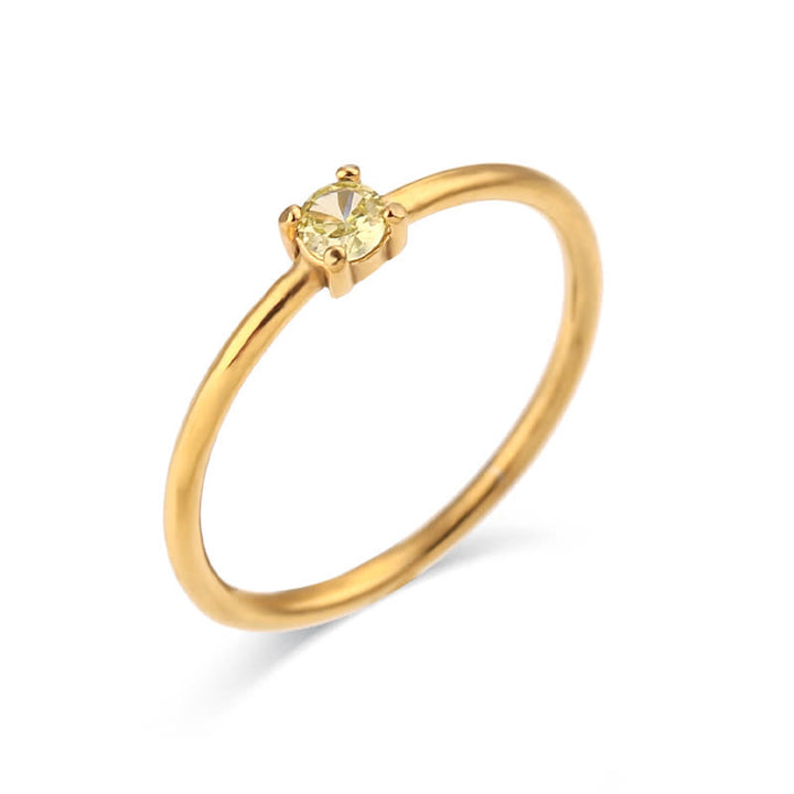 Olivenorma Simple Birthstone Stainless Steel Plated 18k Ring - August-Peridot - 10 - image 15