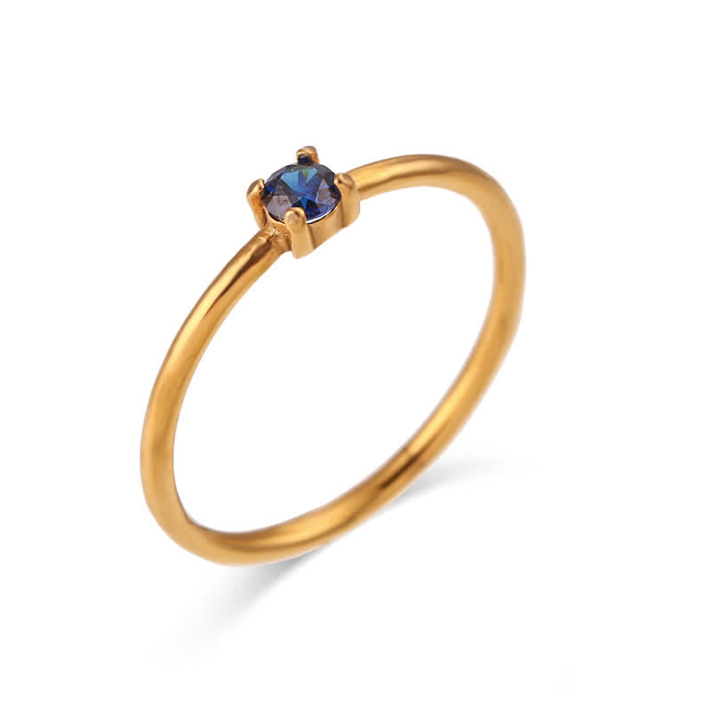 Olivenorma Simple Birthstone Stainless Steel Plated 18k Ring - September-Sapphire - 10 - image 17