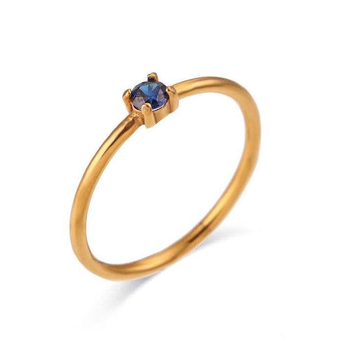 Olivenorma Simple Birthstone Stainless Steel Plated 18k Ring - September-Sapphire - 10 - image 17