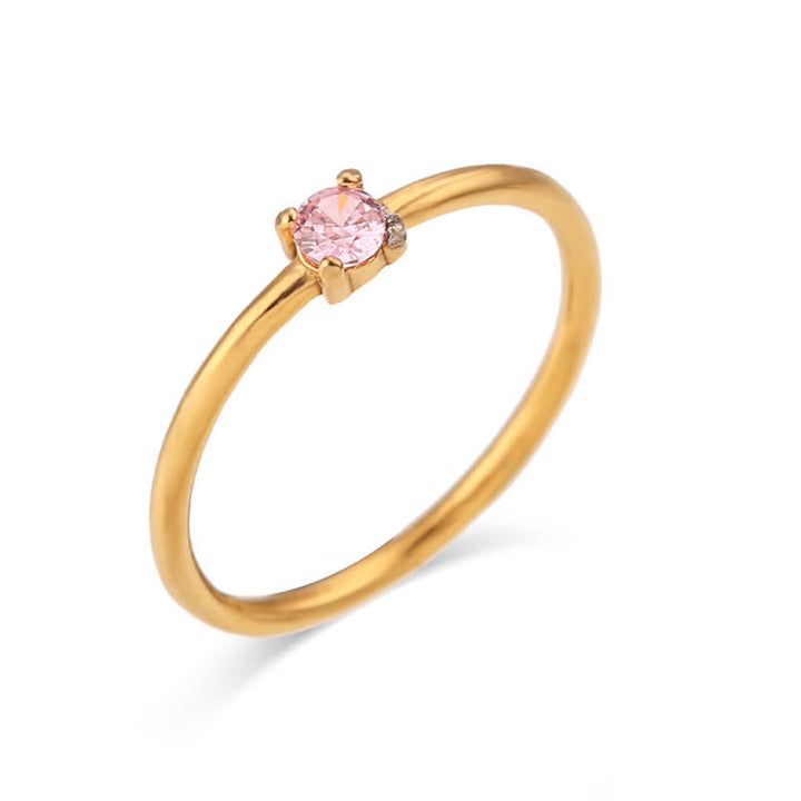 Olivenorma Simple Birthstone Stainless Steel Plated 18k Ring - October-Rose Quartz - 10 - image 19