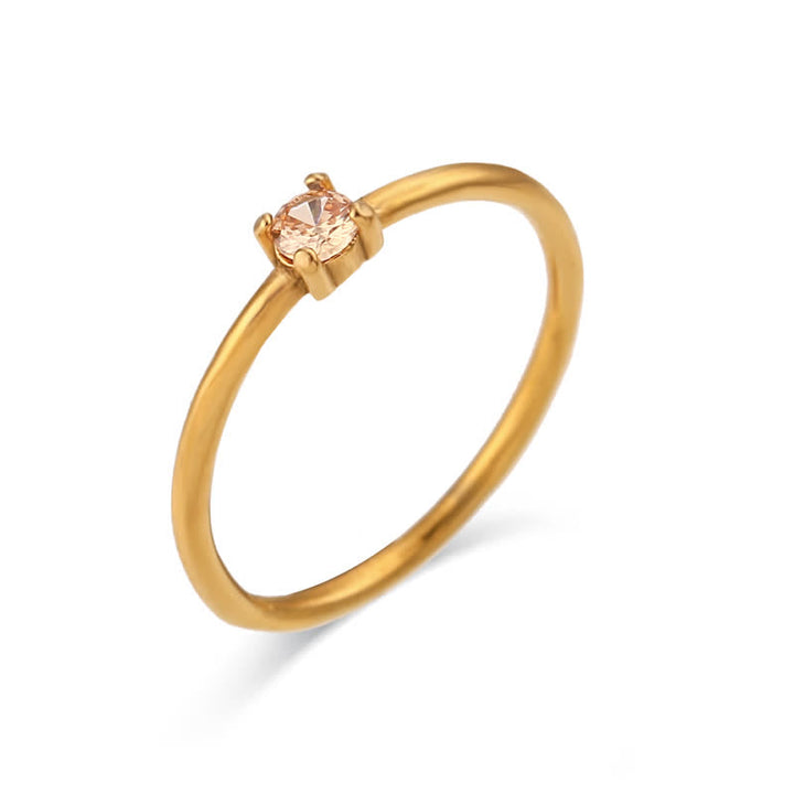 Olivenorma Simple Birthstone Stainless Steel Plated 18k Ring - November-Citrine - 10 - image 21