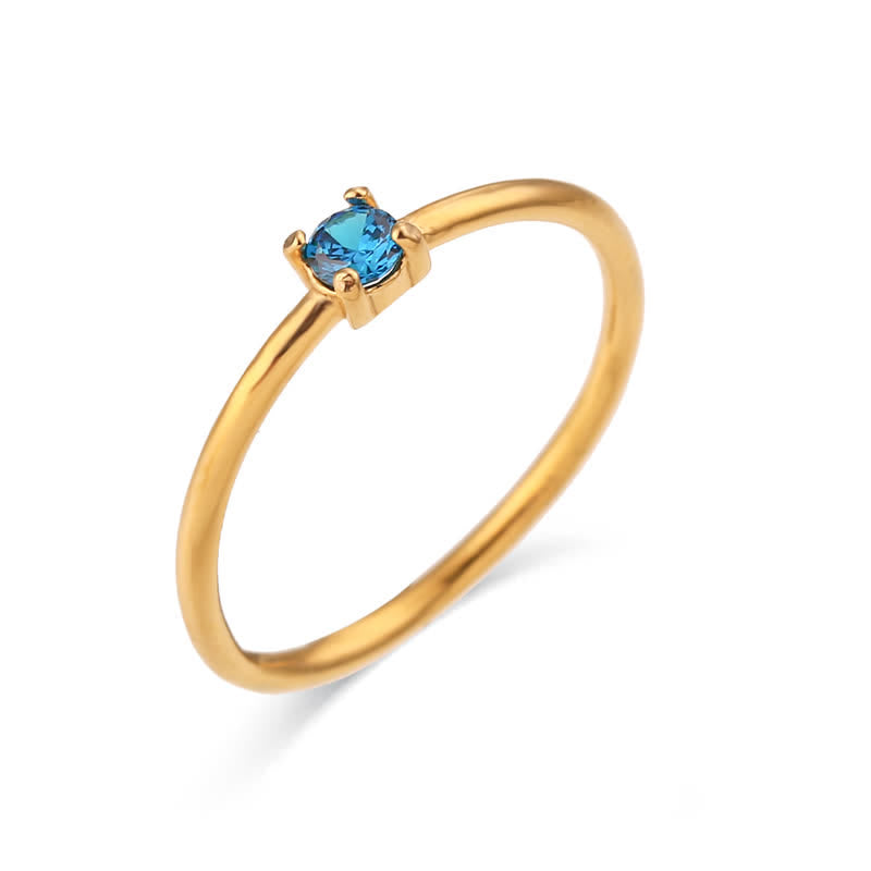 Olivenorma Simple Birthstone Stainless Steel Plated 18k Ring - December-Blue Topaz - 10 - image 23