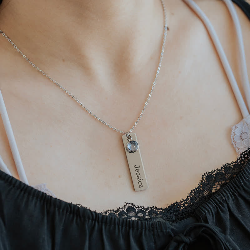 Olivenorma Personalized Birth Flower & Birthstone with Name Jewelry Necklace - image 4
