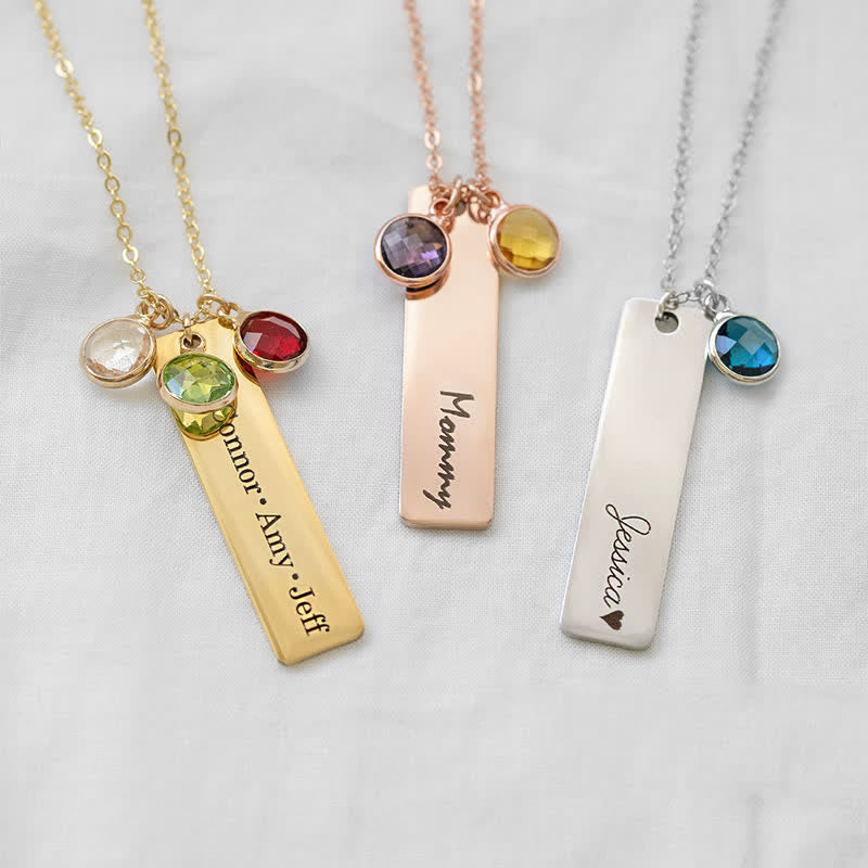 Olivenorma Personalized Birth Flower & Birthstone with Name Jewelry Necklace - Rose Gold - 3 Birthstone - image 1