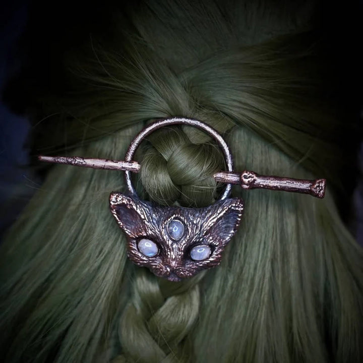 Olivenorma Nordic Classical Moonstone Cat Shaped Hairpin - Moonstone - image 0