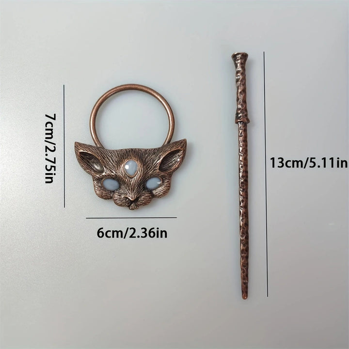 Olivenorma Nordic Classical Moonstone Cat Shaped Hairpin - image 3