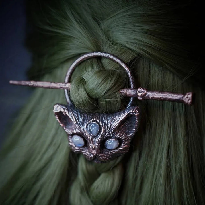 Olivenorma Nordic Classical Moonstone Cat Shaped Hairpin - image 1