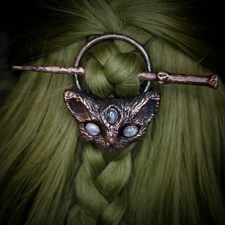 Olivenorma Nordic Classical Moonstone Cat Shaped Hairpin - image 2
