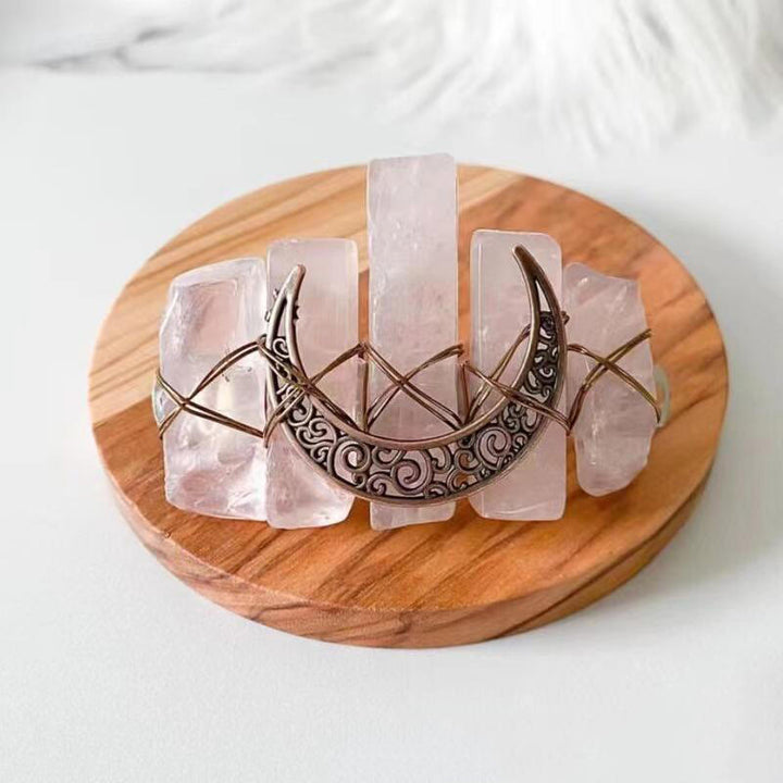 Olivenorma Handmade Rose Quartz Cresent Hair Clip Hairpin - Rose Quartz - image 1