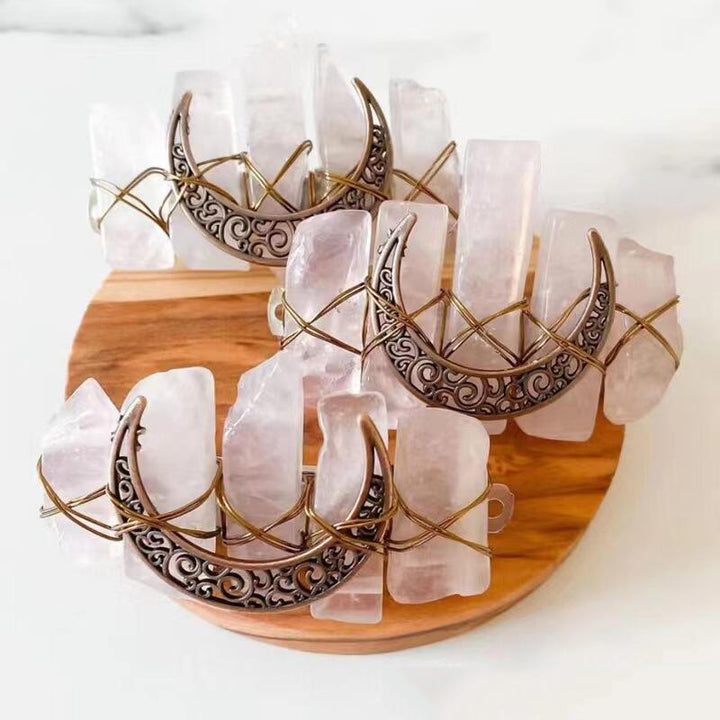 Olivenorma Handmade Rose Quartz Cresent Hair Clip Hairpin - image 0