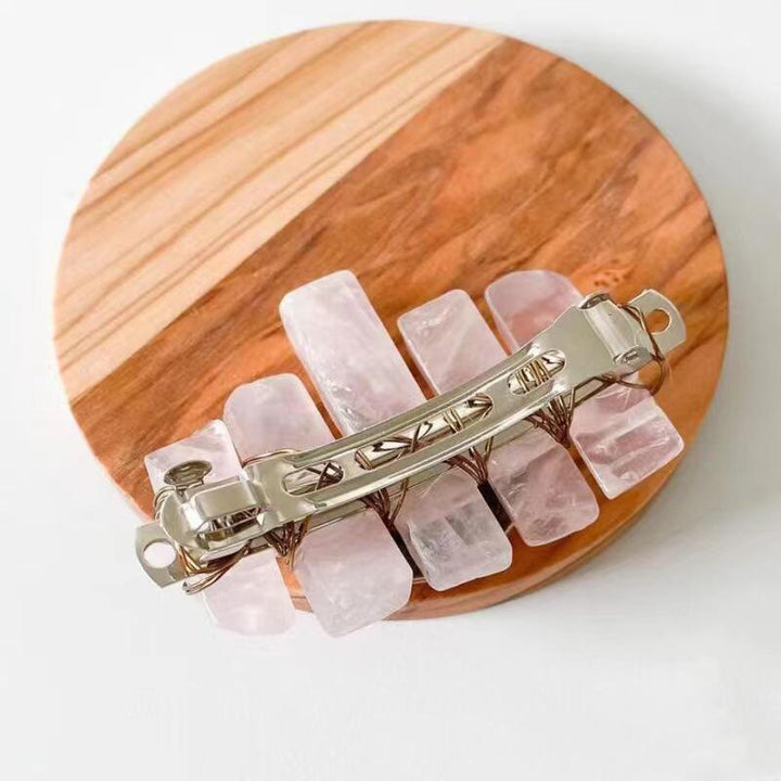 Olivenorma Handmade Rose Quartz Cresent Hair Clip Hairpin - image 2